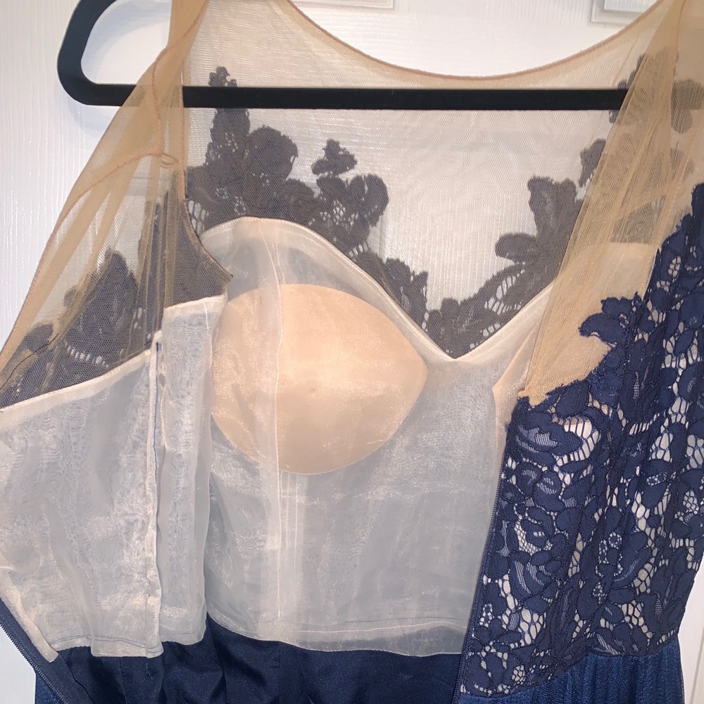 Jasmine Blue Sleeveless Illusion Neckline Gown - Picture 7 of 9